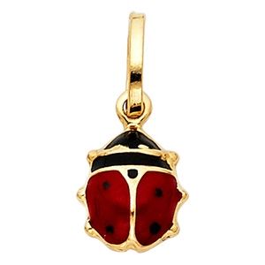 14k Yellow Gold Red Enamel Mini Ladybug Charm